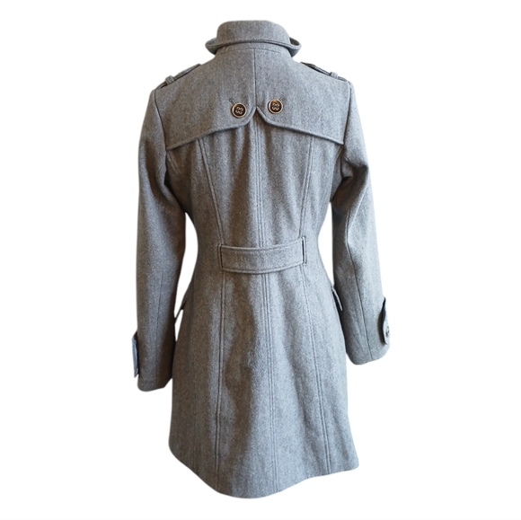 Green with Envy Gray Double Breasted Pea Coat Women's Belted Wool Jacket Small - Picture 6 of 11